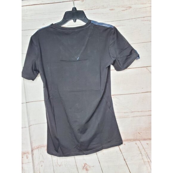 Vassari Los Angeles Black Blue Patch Design Small Short Sleeve Designer Shirt - Picture 7 of 12